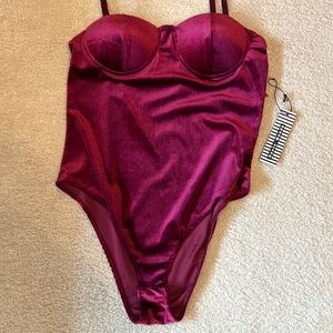 Velvet pink/ maroon bodysuit